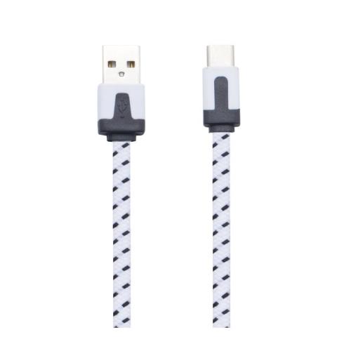 Cable Noodle Type C Pour Meizu Pro 6 Chargeur Android USB 1,5m Connecteur Tresse (BLANC)