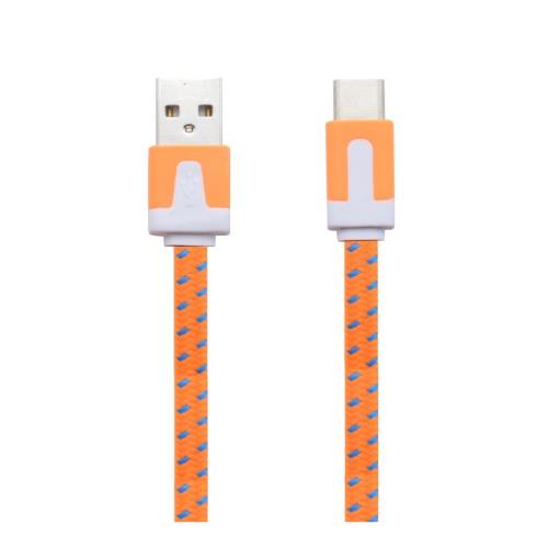 Cable Noodle Type C Pour ZUK Z2 Pro Chargeur Android USB 1,5m Connecteur Tresse (ORANGE)
