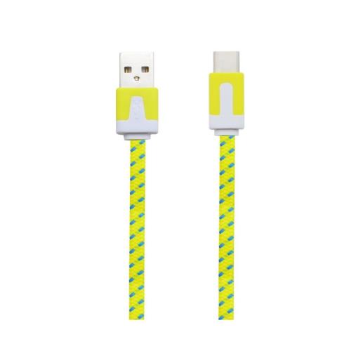 Cable Noodle Type C Pour GIONEE M5 Plus Chargeur Android USB 1,5m Connecteur Tresse (JAUNE)