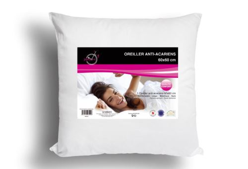 Oreiller confort anti-acarien 60x60 cm