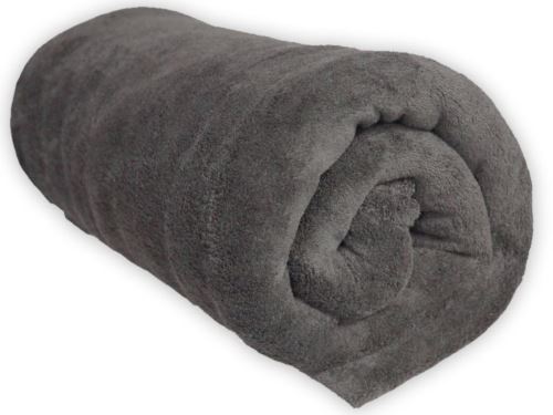 Plaid MICROFIBRE polaire 110x160 cm gris par Soleil d'ocre