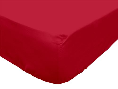 Drap housse 180x200 cm en coton 57 Fils SOLEIL D'OCRE rouge