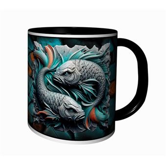 Mug Tasse à Café - Signe Astrologique Poisson - Personnalisé - 325 Ml Céramique Blanche - Neuf
