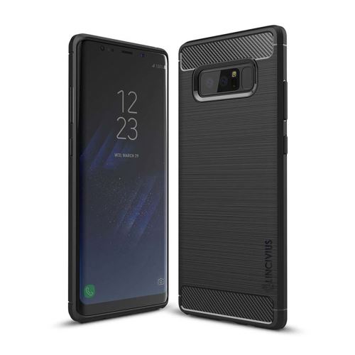 Coque Samsung Galaxy Note 8, Lincivius® [TPU BRUSHED CARBON] Etui Hybride Bumper Silicone Noir, Protection Antichoc