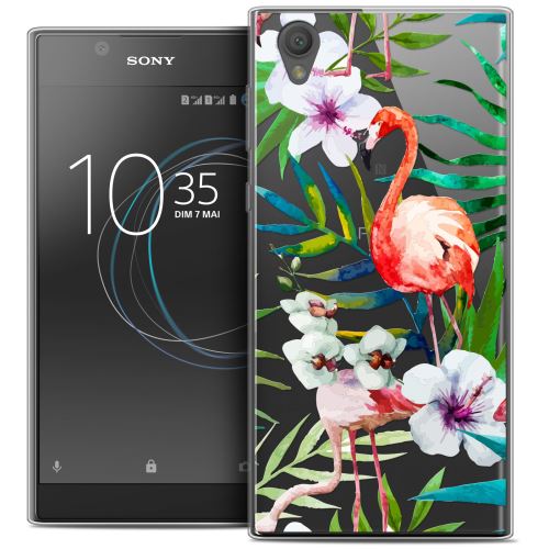 Caseink - Coque Housse Etui Sony Xperia L1 (5.5 ) [Crystal Gel Motif HD Collection Watercolor Design Tropical Flamingo - Souple - Ultra Fin]