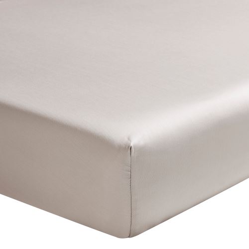 Essix - Drap housse Satin de coton uni Galet - 140 x 190 cm