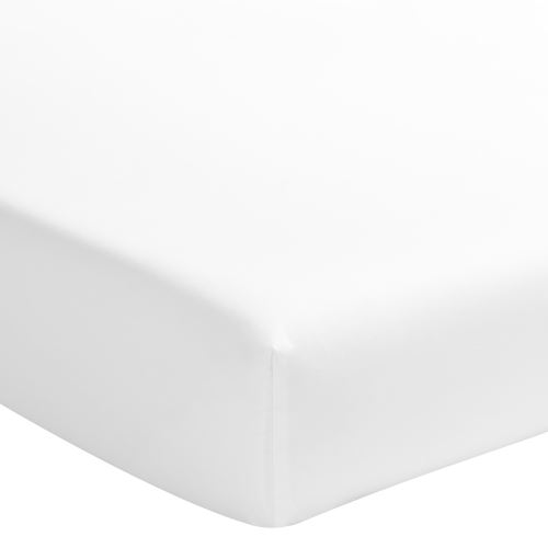 Essix - Drap housse Satin de coton uni Blanc - 140 x 190 cm