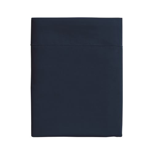 Essix - Percale coton Drap plat Bleu Nuit - 270 x 300 cm
