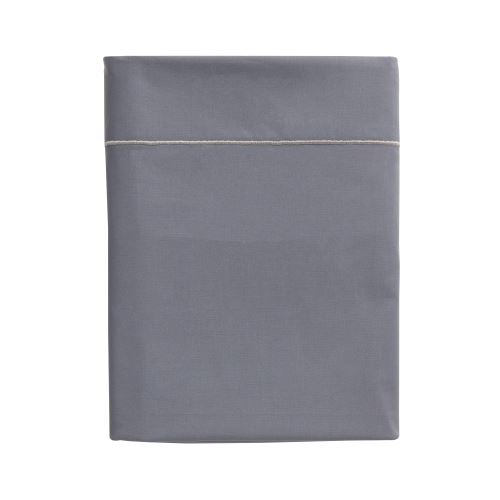 Essix - Percale coton Drap plat Ardoise - 240 x 300 cm