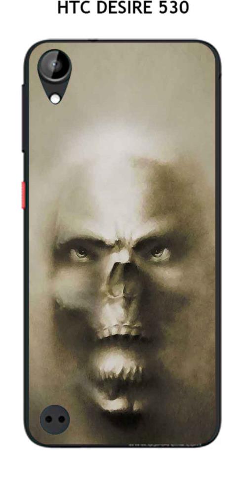 Coque HTC Desire 530 design Tete de mort fond gris & Brun