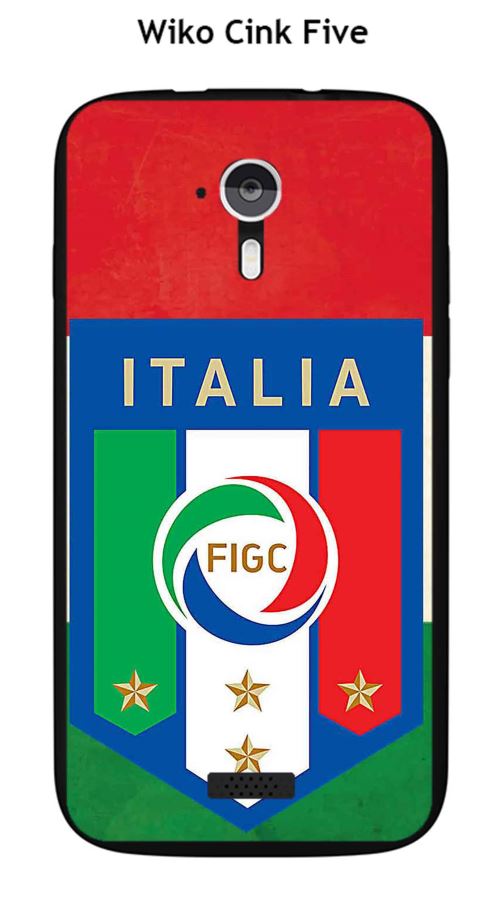 Coque Wiko Cink Five design Foot Italie fond drapeau