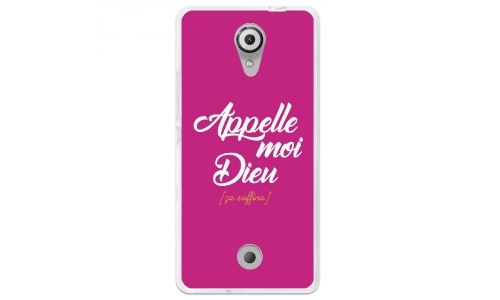 Coque souple pour Wiko Tommy avec impression Motifs Appelle moi Dieu fushia