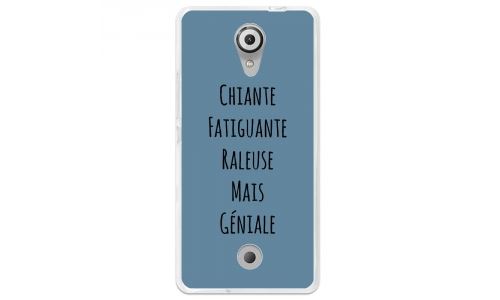 Coque souple pour Wiko Tommy avec impression Motifs Chiante mais Géniale bleu