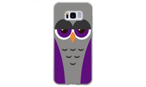 Coque souple pour Samsung Galaxy S8 avec impression Motifs chouette endormie mauve et grise