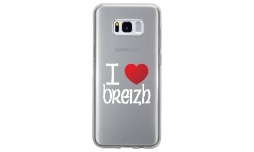 Coque souple pour Samsung Galaxy S8 avec impression Motifs coeur rouge I Love Breizh