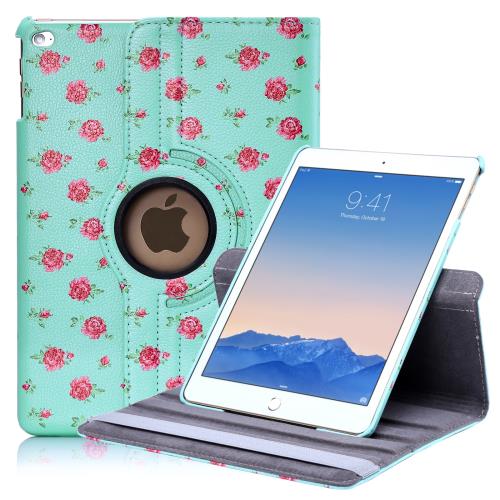 Étui Apple iPad Air 2 (iPad 6) [360 DesignFloral] par 32nd® - Rose Retro Menthe