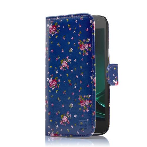 Étui Motorola Moto G4 Play (2016) [Design Floral] par 32nd® - Rose Retro Indigo