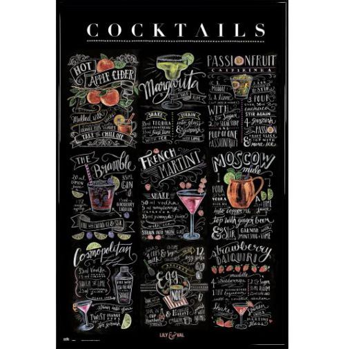 Poster Encadré: Cocktails - Lily & Val (91x61 cm), Cadre Plastique, Noir