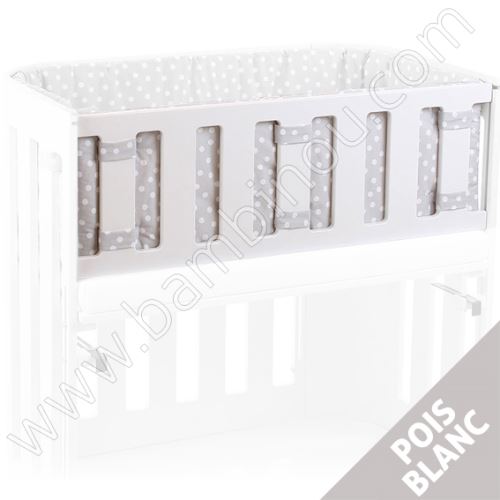 Tour de lit 4ème côté Cododo Babybay Trend pois blancs