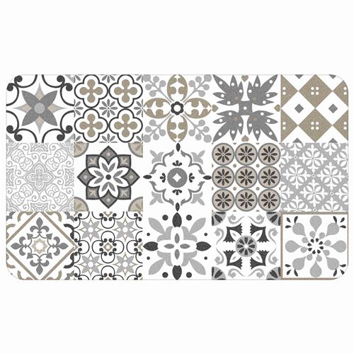 Tapis deco rectangle 45 x 75 cm mousse imprimee salou Naturel