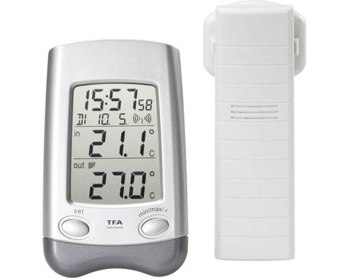 Thermomètre radiopiloté TFA Wave argent