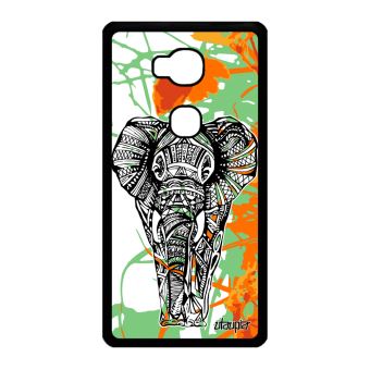 Coque Honor 5x Silicone Elephant Dessin Orange Azteque