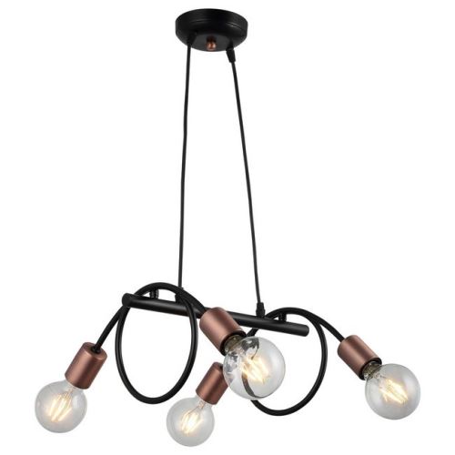 HOMEMANIA Lampe à Suspension Done - Lustre - Lustre de plafond - Cuivre, noir en Métal, 38 x 37 x 80 cm, 4 x E27, Max 40W