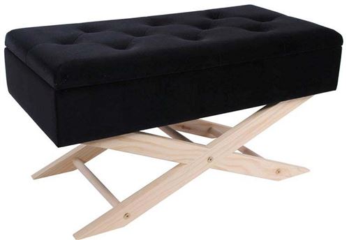 The Home Deco Factory - Banc coffre de rangement assise capitonnée Noir