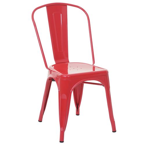 Chaise de bistro en métal MENDLER HWC-A73, désign industriel métallique, empilable rouge