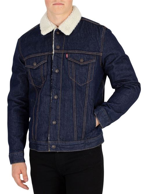 Levi's Homme Sherpa Trucker Veste, Bleu