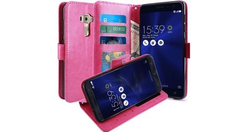 Asus zenfone 3 552kl housse coque etui de luxe portefeuille porte carte et billet type portefeuille rose