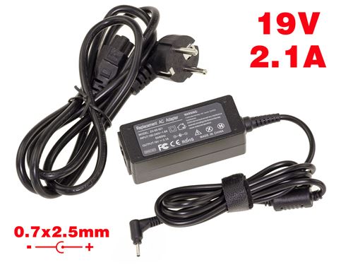 Alimentation pour PC Portable 19V 2.1A embout 0.7x2.5mm - Equivalent Asus EeeePC 1015PEM 1015PN 1201K 1001PX-EU27-BK 1015PEB