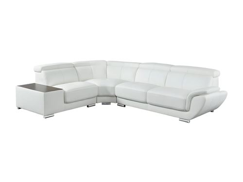 Canapé d'angle en cuir NAHIA - Blanc - Angle gauche