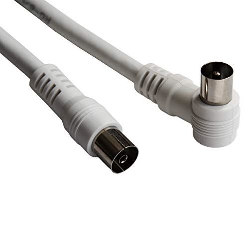 Silver Sanz 93041 câble coaxial 3 m Blanc - Câbles coaxiaux (3 m, Male Connector/Female Connector, Courbe, Droit, Blanc, Plastique)