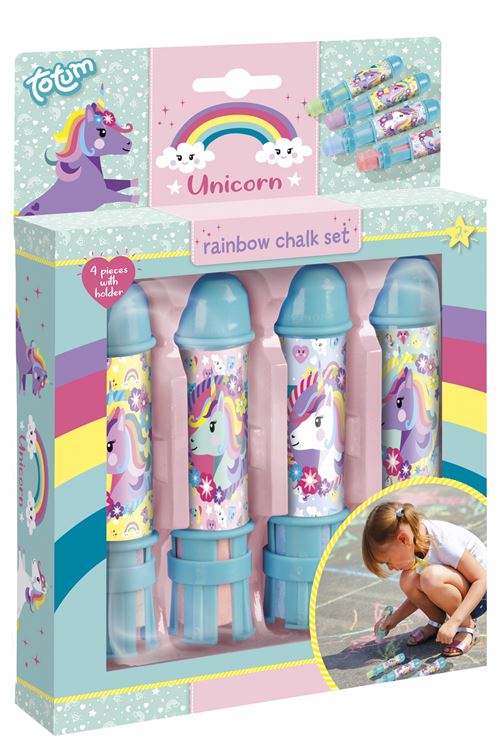 Totum craie de trottoir Unicorn Rainbow24 cm junior 8 pièces