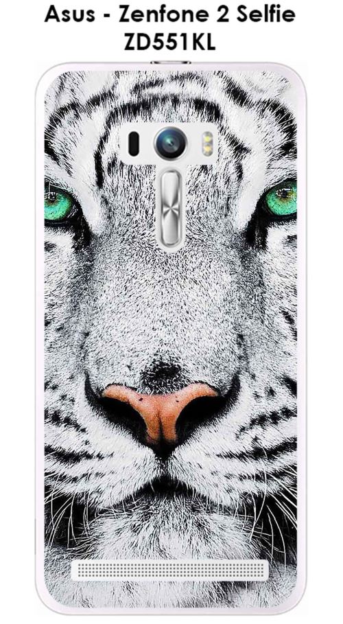 Coque Asus Zenfone 2 Selfie ZD551KL design Tigre Blanc