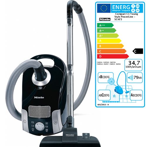 Aspirateur traineau cacb 79db noir - miele - compact c1 young style powerline