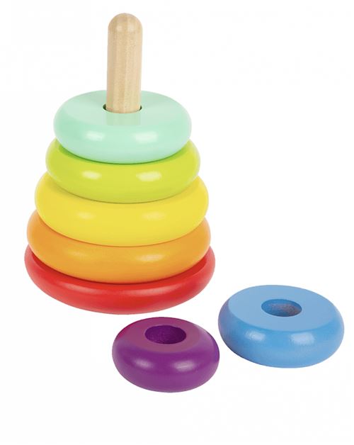 Small Foot tour d'empilage arc-en-ciel junior 15 cm en bois