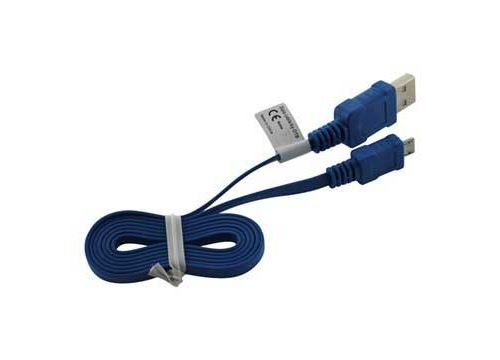 Câble Plat MicroUSB - Bleu - 0.95m