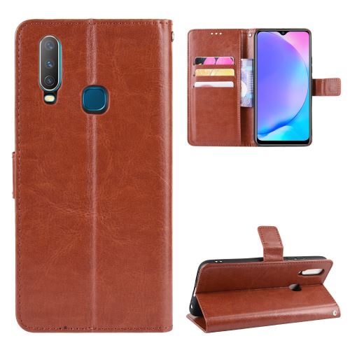 Etui en PU Cheval fou marron pour votre Vivo Y17/Y15/Y35