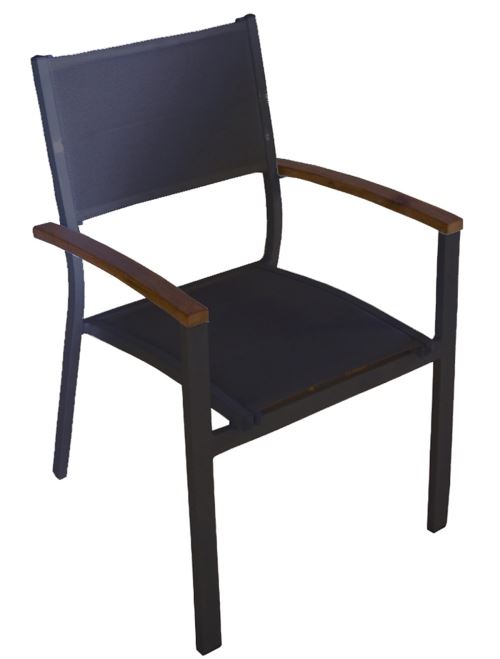 Fauteuil Emplilable Coloris Noir En Teck - Dim: 57 X 58 X 88 Cm -Pegane-