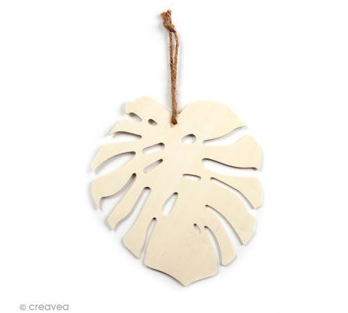 Feuille de Monstera en bois à décorer - 19 x 20 cm