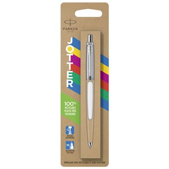 PARKER Jotter Originals Stylo bille, blanc, recharge bleue pointe moyenne, sous blister