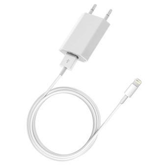 Cable USB Lightning + Chargeur Secteur Blanc pour Apple iPhone XS