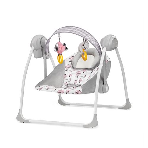Kinderkraft FLO Balancelle et transat 2 en 1, Bercement automatique, 8 Mélodies, Rose