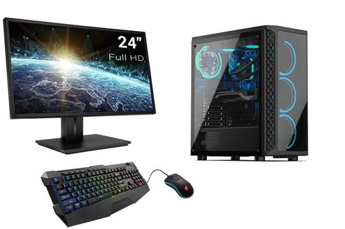 Pack PC Gamer Advanced AMD Ryzen 7 2700, Geforce GTX1650, 8Go RAM DDR4, 500Go SSD NVMe M.2 PCIe, 2To HDD, USB 3.1, Wifi,, écran, c/s et Win 10