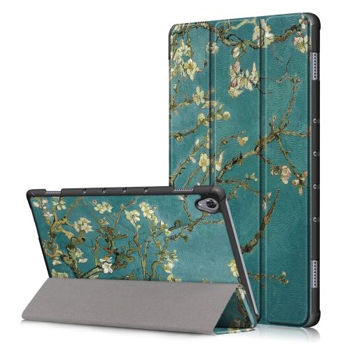 Etui en PU impression de modèle fleur d'abricot avec support tri-pliure pour votre Huawei MediaPad M6 10.8 pouces