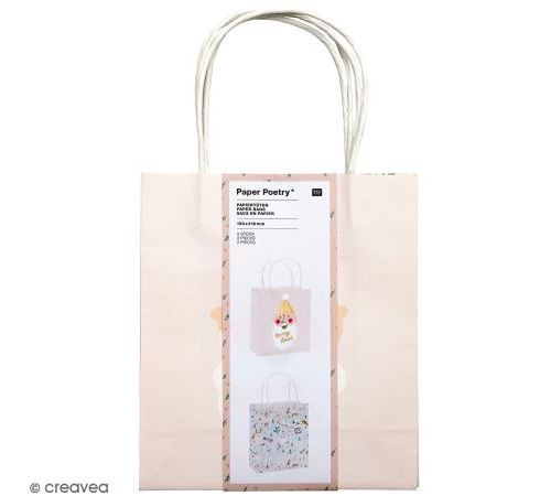 Lot de sacs en papier - Noël Pastel - 18 x 21 cm - 2 pcs