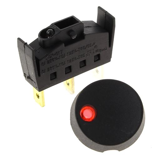 Interrupteur 3 cosses noir voyant rouge pour Cafetiere Moulinex