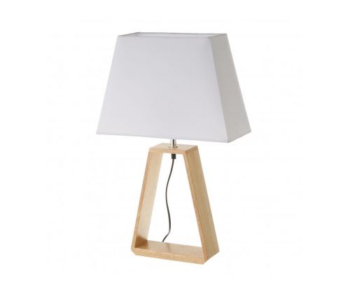 Lampe &agrave; Poser Triangle Bois et Abat-jour Blanc - Hauteur 60cm